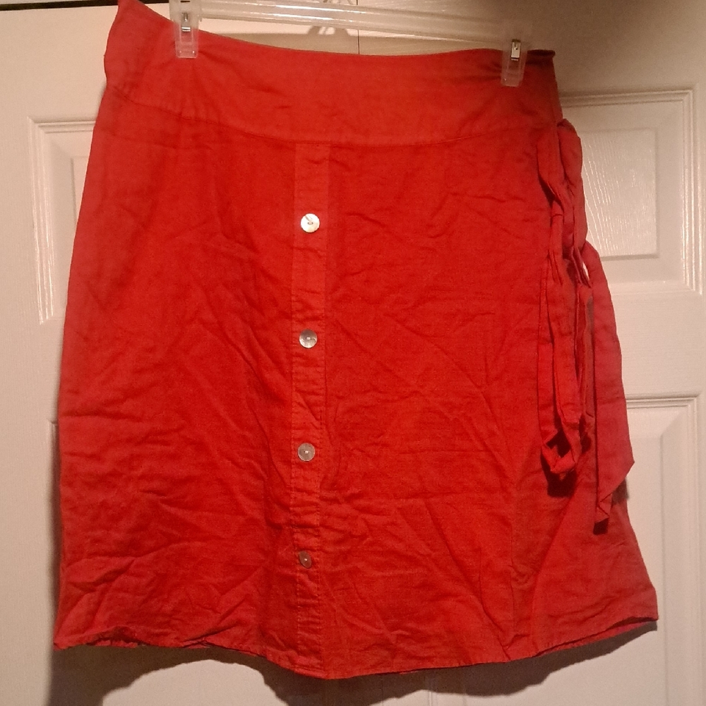 ⛔️ NEW George Vibrant Red A-Line Skirt with Button Detail Classic Size 12 & Belt